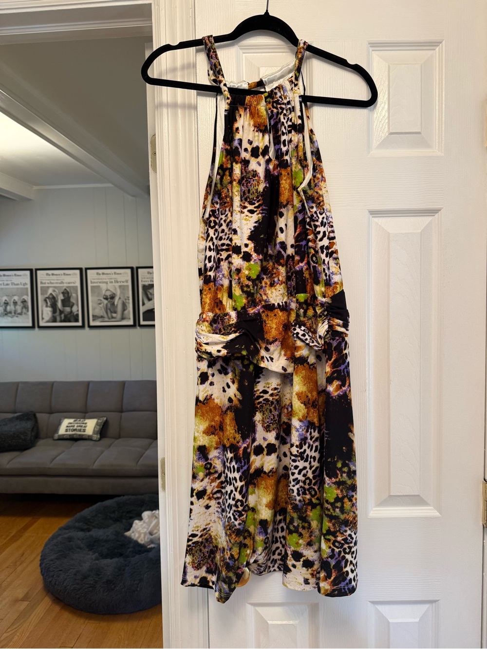 BCBGMaxAzria Multicolor Animal-Print Halter Dress in Brown, Black, Green
